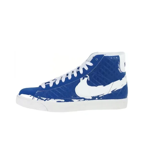Nike Blazer Амортизация Износостойкий MID Топ Скейтборд Кроссовки Мужские Синие Белые