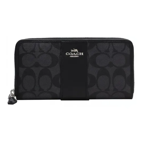 COACH Аккордеонный кошелек Покрытие Холст Кожа Вставка Кошелек Маленький Мужской Черный