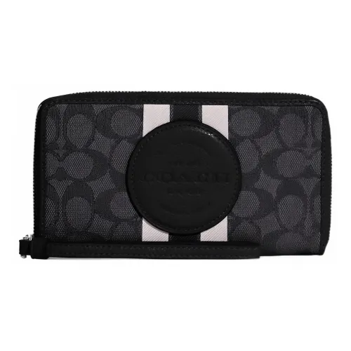 COACH Dempsey Жаккард с Галечная кожа Мелочь Кошелек Кошелек Большой Женские Черный