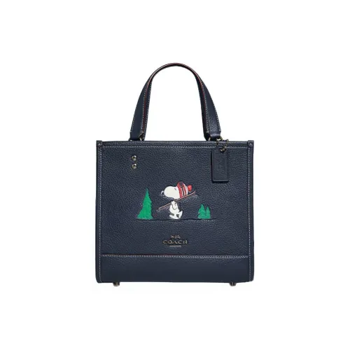 COACH Peanuts Snoopy Коллаборация Dempsey Коровья кожа Тоут Сумка Сумка для покупок Портативная Одно плечо Через плечо