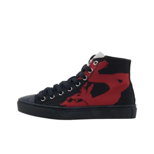 Vivienne Westwood Canvas Shoes High Top Black Red Women's