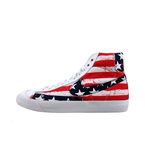 Nike Blazer '77 Премиум Винтаж Амортизация Износостойкий MID Скейтборд Кроссовки Унисекс Черный Белый Красный