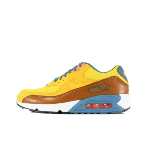 Nike Air Max 90 Амортизация Износостойкий Низкий Топ Тренировочные Беговые Кроссовки Мужские Синий Желтый