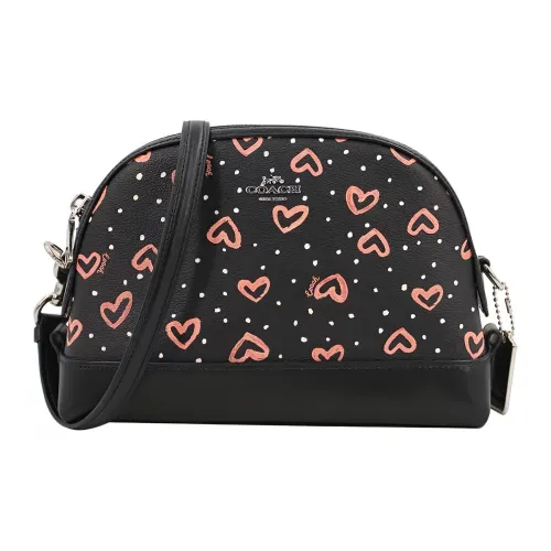 COACH ПВХ Купольная Сумка через плечо Маленькая Женская Сердцеобразная с принтом Черная