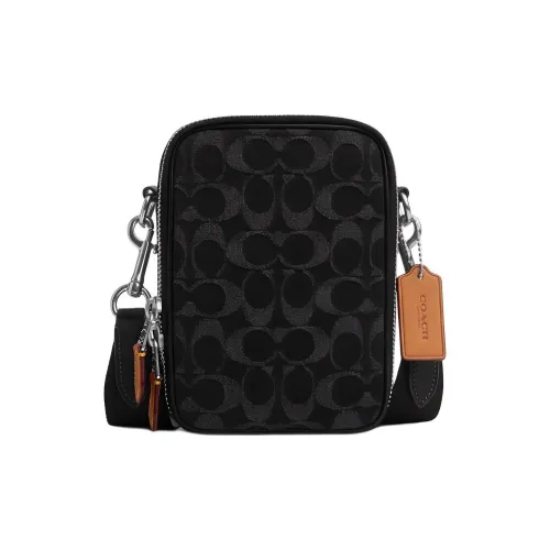 COACH Stanton Ткань с коровьей кожей Сумка через плечо Средняя Унисекс Черная