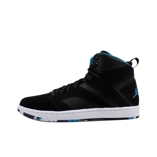 Jordan Flight Легенда Амортизация Износостойкий MID Топ Винтажные баскетбольные кроссовки Мужской Чёрно-синий