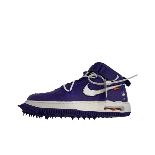 OFF Белый x Nike Air Force 1 Slip Resistant Abrasion Resistant MID Топ Скейтборд Кроссовки Мужской Фиолетовый