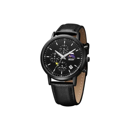 SNOOPY Кварцевый механизм Мужские часы 40,5мм*40,5мм*10мм Черный