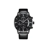 Черный корпус с черным циферблатом, черная кожа