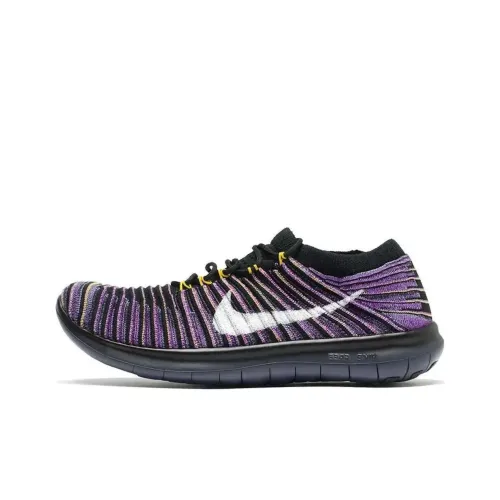 Nike Free RN Амортизация Износостойкие Низкие Кроссовки для Бега Женские Черные Фиолетовые