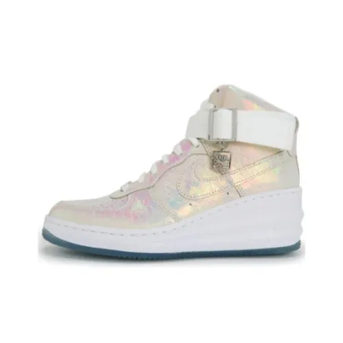 nike Lunar Force 1 Sky High Премиум Амортизация Износостойкие Высокие Кроссовки для скейтбординга Женские Серебряный