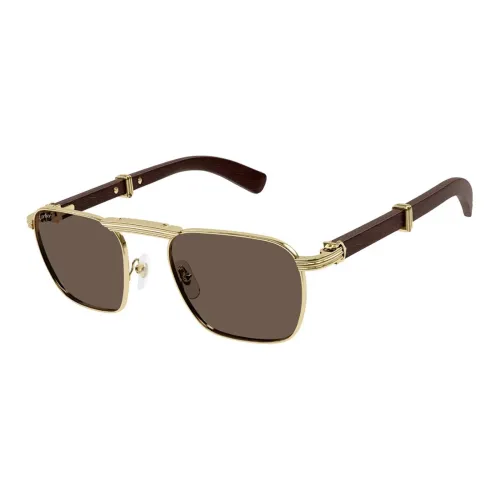 Cartier Металл Прямоугольные Солнцезащитные очки Женские Золотые