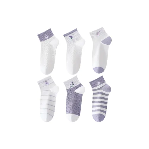 H YXIANG Низкие носки женские 6 пар фиолетовый оттенок