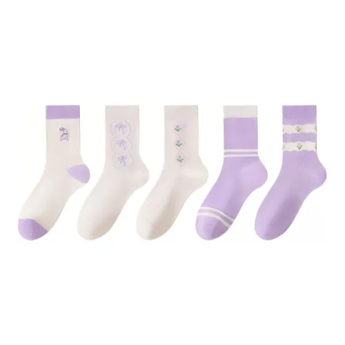 H YXIANG Носки Crew Женские 5 пар фиолетовый оттенок