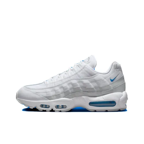 Nike Air Max 95 Устойчивые к истиранию Низкие Беговые кроссовки Мужские Белые и Синие