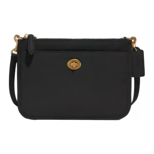 COACH Turnlock Кожа Сумка через плечо Маленькая Женская Черная