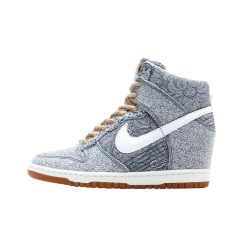 Nike Dunk High Azure Амортизация Износостойкие Высокие Кроссовки для Скейтбординга Женские Сине-Белые