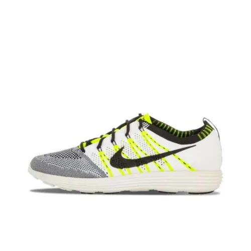 Nike Lunar Flyknit Амортизация Износостойкий Низкий Топ Повседневные Беговые Кроссовки Мужские Белые Серые