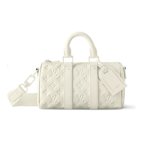 LOUIS VUITTON Keepall Кожа Сумка Сумка через плечо Сумка через плечо Путешественная сумка Мужская Лунный Белый