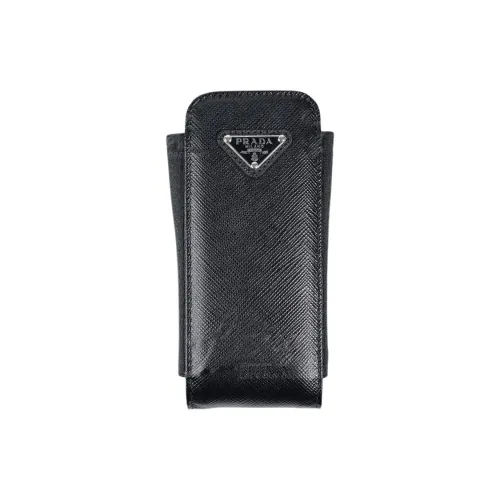 PRADA Saffiano Кожа Одно плечо Через плечо Чехол для телефона Мини Женский Черный