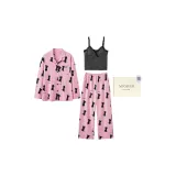 Фуксия 6702 (Длинный рукав топ + штаны + топ на бретелях с накладками на груди) Трехкомпонентный комплект