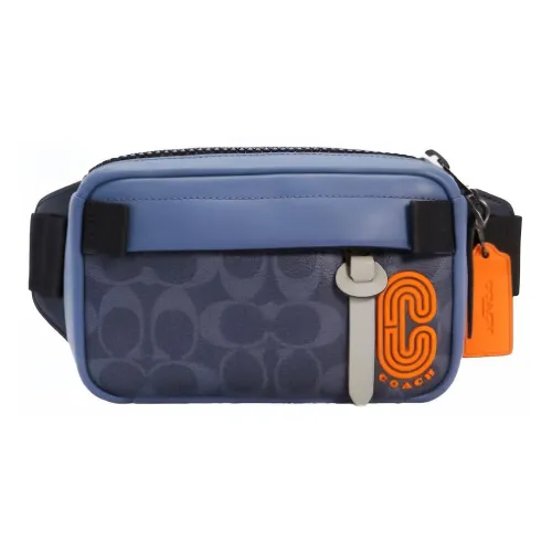 COACH Edge Холщовая кожа Camera Сумка Бананка Сумка через плечо Сумка Маленькая Мужская Туманный пурпурный Монограмма