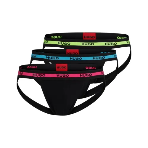 Hugo Boss THREE Пачка OF Эластичный хлопок Jock Straps с LOGOS Трусы Мужские 3 упаковки