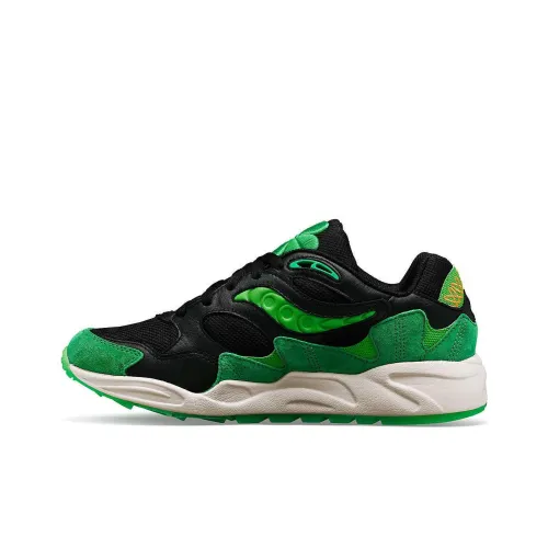 Saucony Grid Shadow 2 Амортизация Устойчивость к истиранию Дышащие Низкие Кроссовки для бега Мужские Черные Зеленые