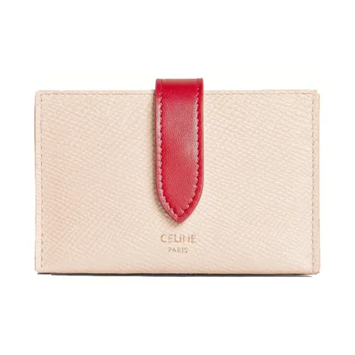 CELINE Гранированная телячья кожа Держатель для карт Женский Нюдово-розовый Красный