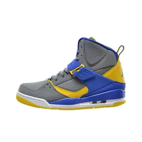 Jordan Flight 45 Амортизация Износостойкий Высокий Топ Винтажные Баскетбольные Кроссовки Мужские Серый Синий