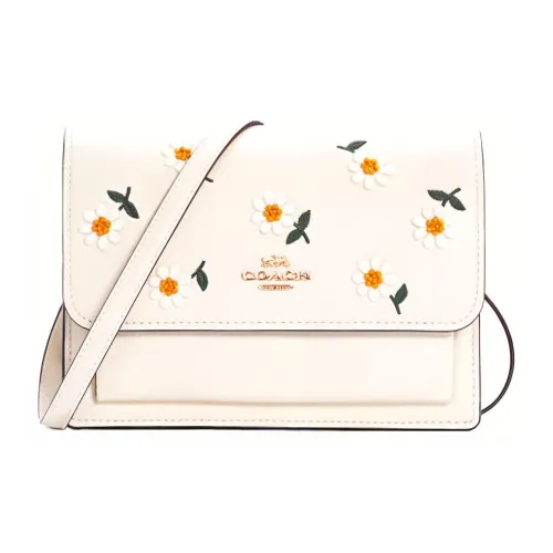 COACH Foldover кожаная бананка сумка через плечо маленькая женская белая