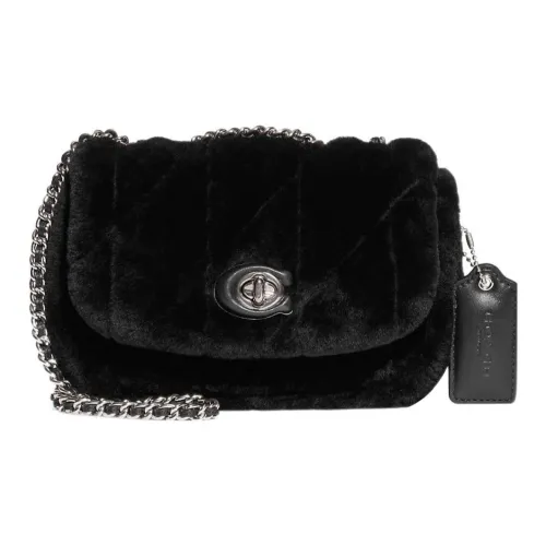 COACH Pillow Shearling с гладкой кожей портативная сумка через плечо сумка на плечо женская черная