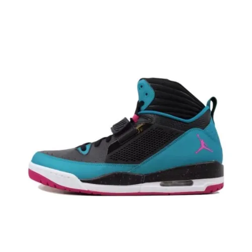 Jordan Flight 97 Амортизация Износостойкий MID Топ Винтажные баскетбольные кроссовки Мужской Черный Синий