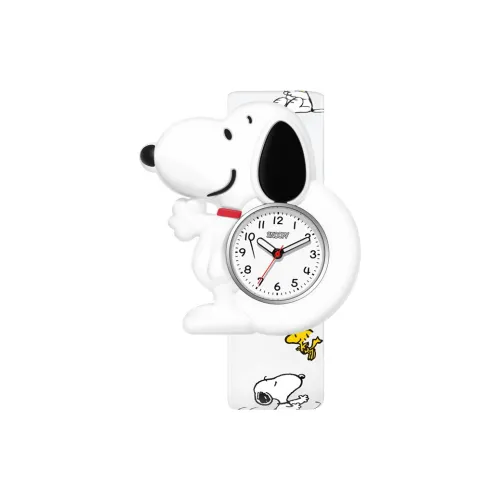 SNOOPY Кварцевый механизм силиконовый ремешок часы для мужчин белый циферблат