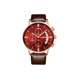 Розовый корпус, коричневый циферблат, коричневая кожа