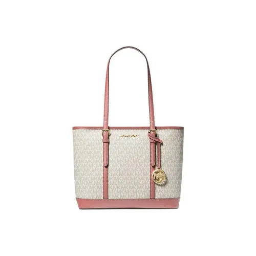 MICHAEL KORS Jet Set Travel Покрытый холст Тоут Сумка Сумка для покупок Сумка Сумка через плечо Женская Розовая Многоцветная Ваниль