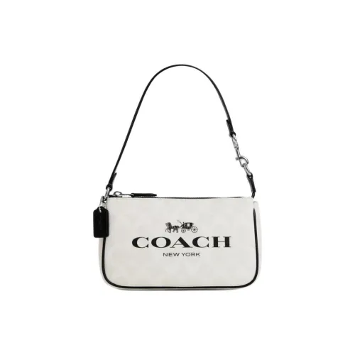 COACH Nolita Холст с гладкой кожей Сумка на плечо Женская Черный Белый