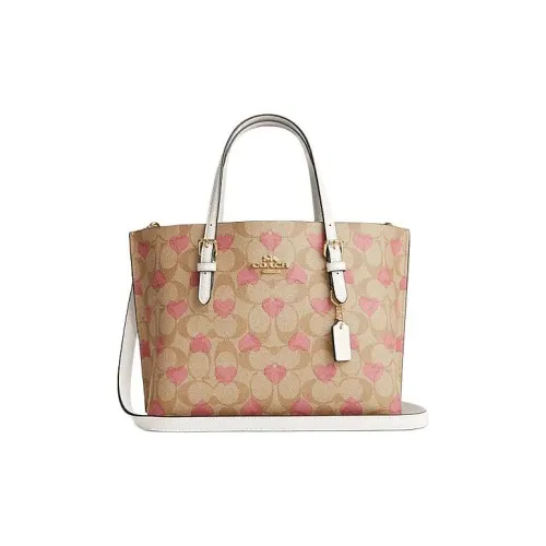 COACH Mollie PVC Тоут Сумка Сумка для покупок Сумка через плечо Сумка среднего размера Женская Светлый хаки и Белый мел