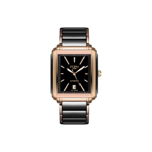OUPAI Автоматический Механический Механизм Керамика Ремешок Часы Мужские Черный Циферблат OP80060