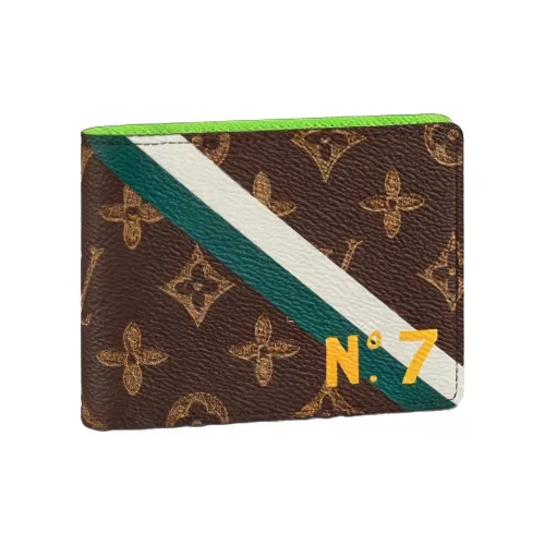 LOUIS VUITTON Tribute To Virgil Холст коровья кожа кошелек для монет кошелек мужской коричневый