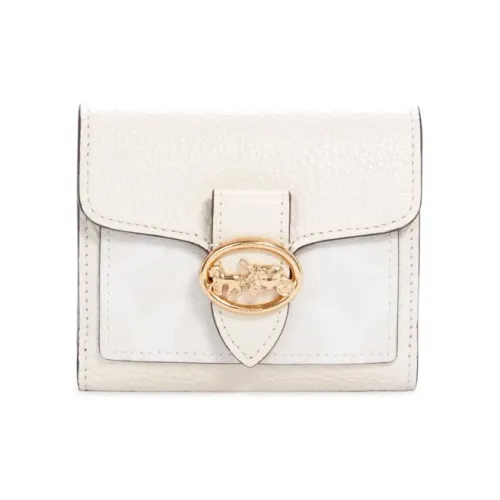 COACH Georgie Кожа Монетница Клатч Кошелек Маленький Женский Чисто Белый