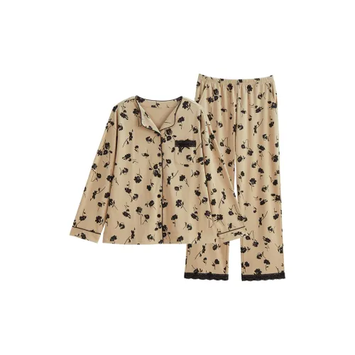 Song Qianya Пижамный комплект женский светлый кофейный
