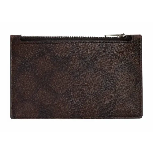 COACH Card Case Холст с кожей Держатель для карт Держатель для карт Мужской Коричневый