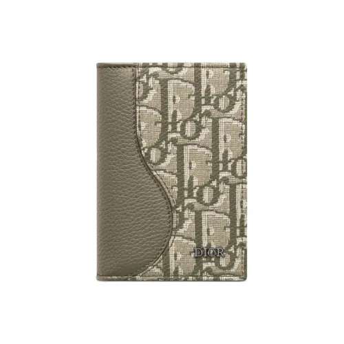 DIOR Седло Ткань с зернистой кожей коровы Картхолдер Мужской Хаки