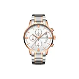 Белый циферблат, стальной браслет.