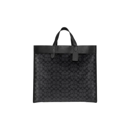 COACH Field Холст и Кожа Тоут Сумка Сумка для покупок Сумка через плечо Сумка Большая Женская Черная