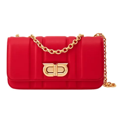 FERRAGAMO GANCINI Телячья кожа Портативная Сумка через плечо Сумка на плечо Женская Пламенно-красный