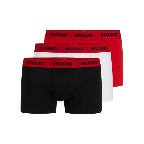 Hugo Boss THREE Пачка OF Logo Waistband Транкс из Эластичного Хлопка Мужское Нижнее Белье 3 Упаковки