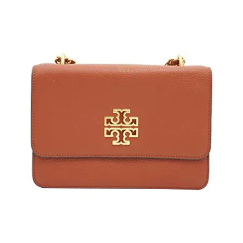 Tory Burch Britten Пескоструйная кожа Сумка через плечо Маленькая Женская Коричневая Красная