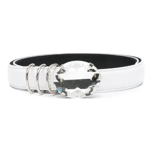 Alessandra Rich Плиссированный Effect Дизайн Кожаные ремни Женские Белые Ширина 2CM